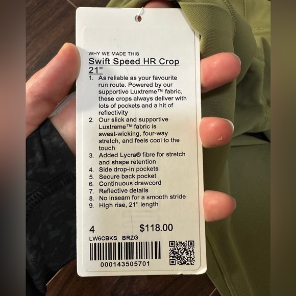 NWT Lululemon Swift Speed High Rise Crop 21” Bronze Green - Picture 5 of 5